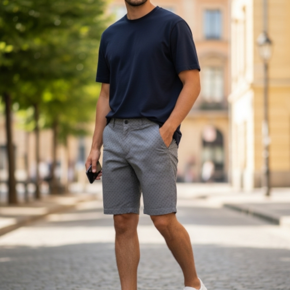 Michael Brandon Black Pattern Shorts